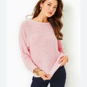 Lilly Pulitzer Soleen Sweater Pink BLOSSOM METALLIC Sequins knit Sz M